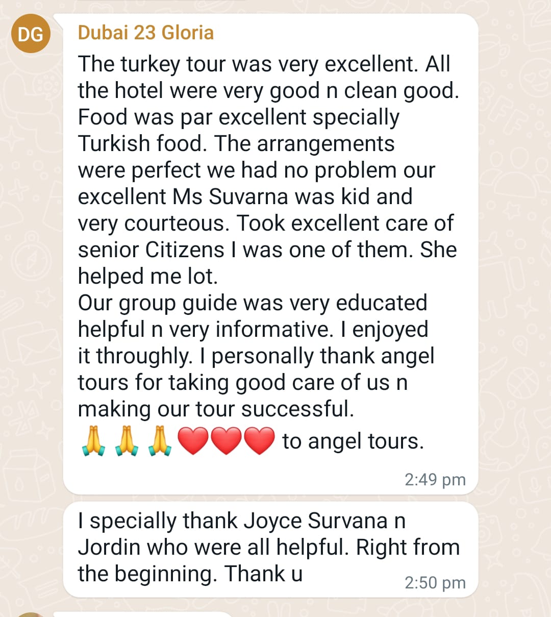 Turkey November 2023 Angel Tours Travels Testimonials - 1