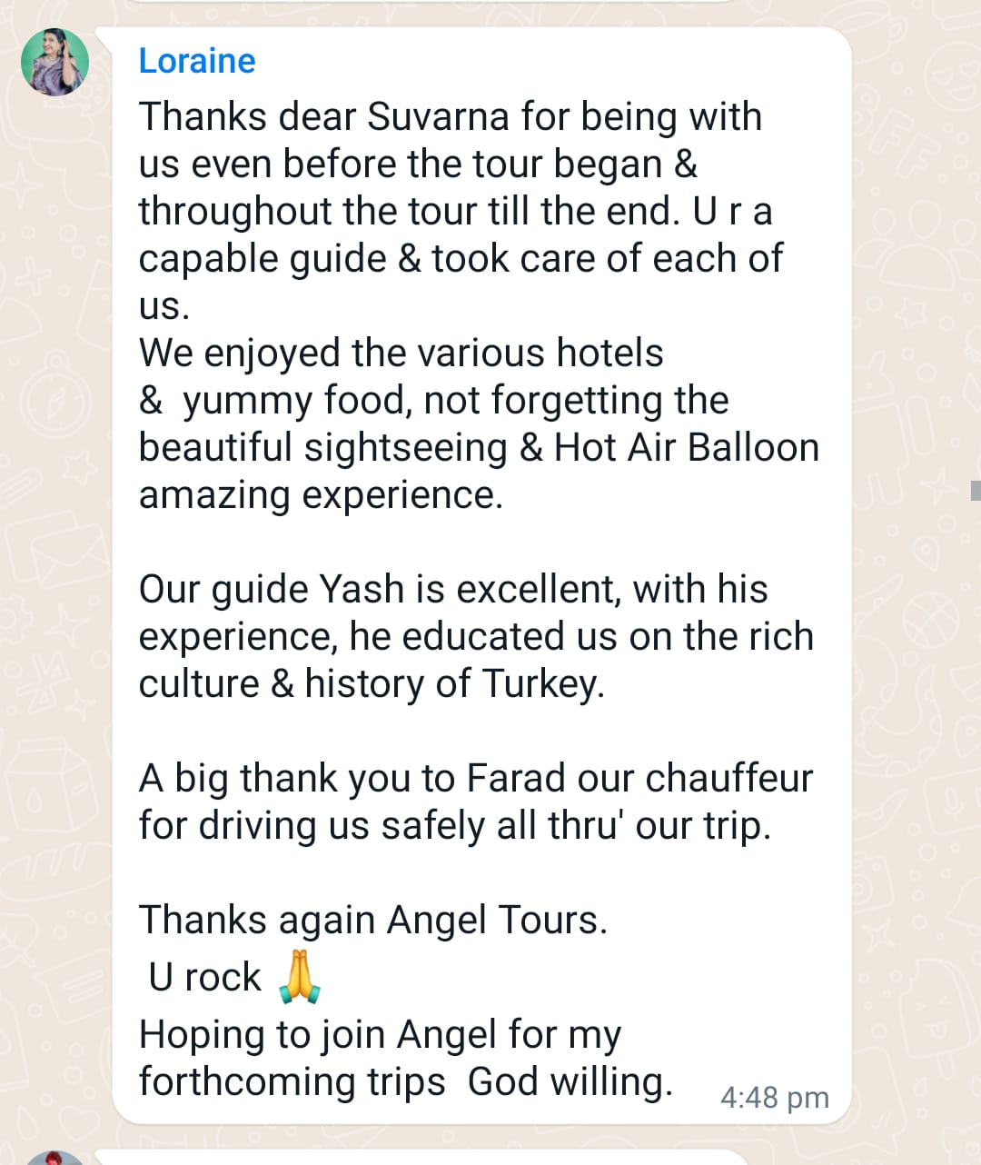 Turkey November 2023 Angel Tours Travels Testimonials - 5